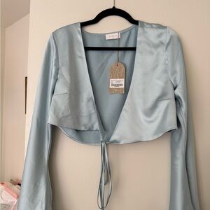 Meshki Sky Blue Satin Blouse